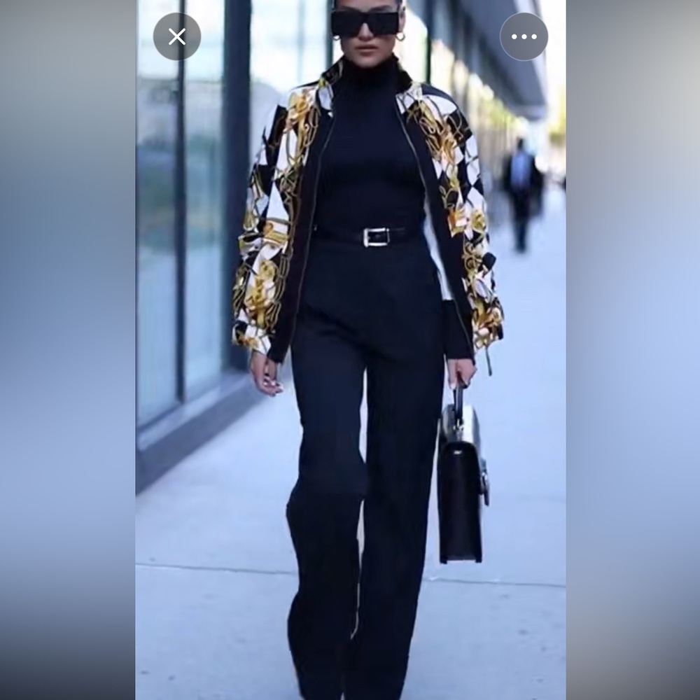 Vintage VERSACE style baroque black diamond w/gold print jacket, Vegas Gucci